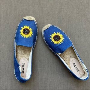 Soludos blue denim sunflower espadrille size 7